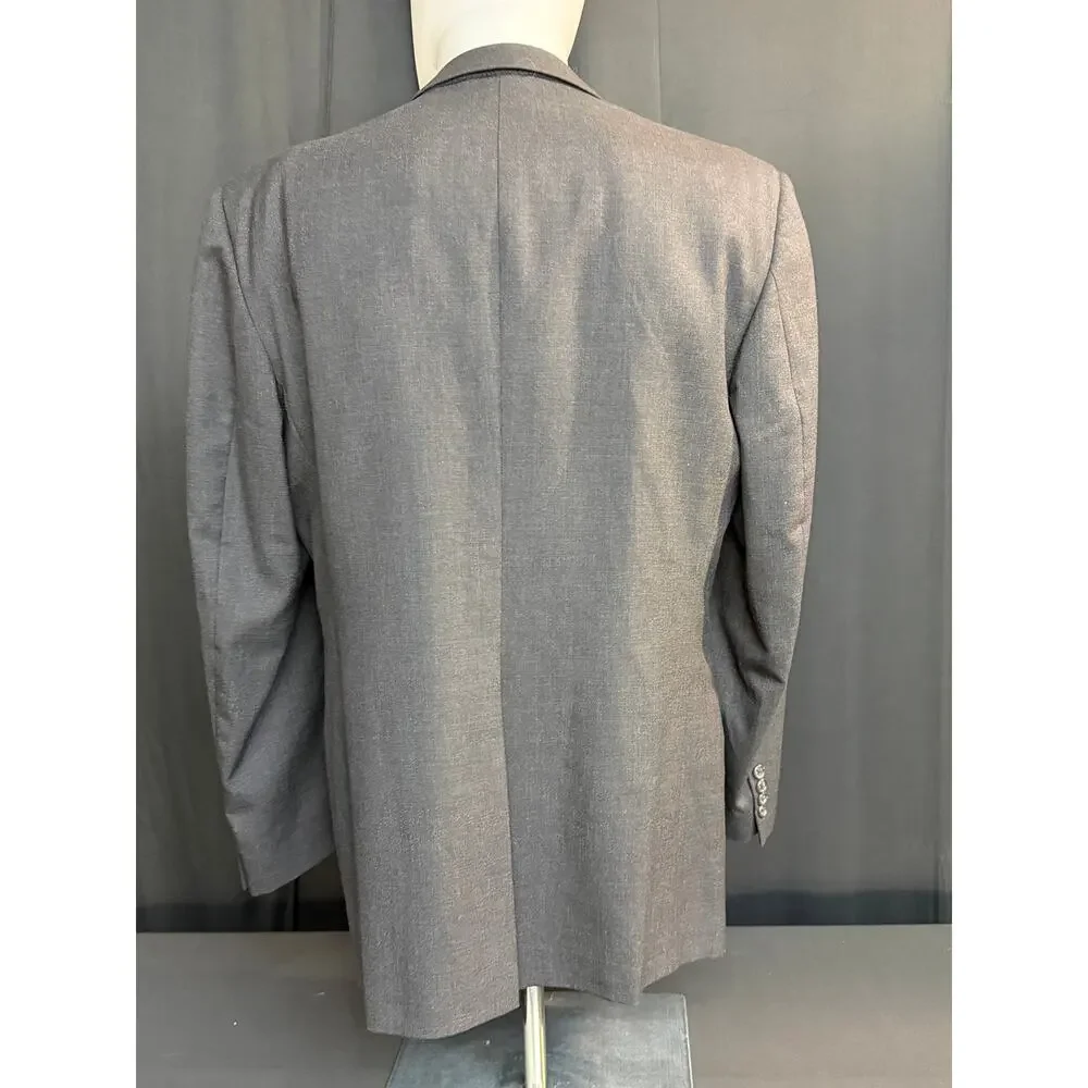 Vintage Burberrys Saks Fifth Avenue Mens Gray 100% Wool Blazer USA Made 42 44